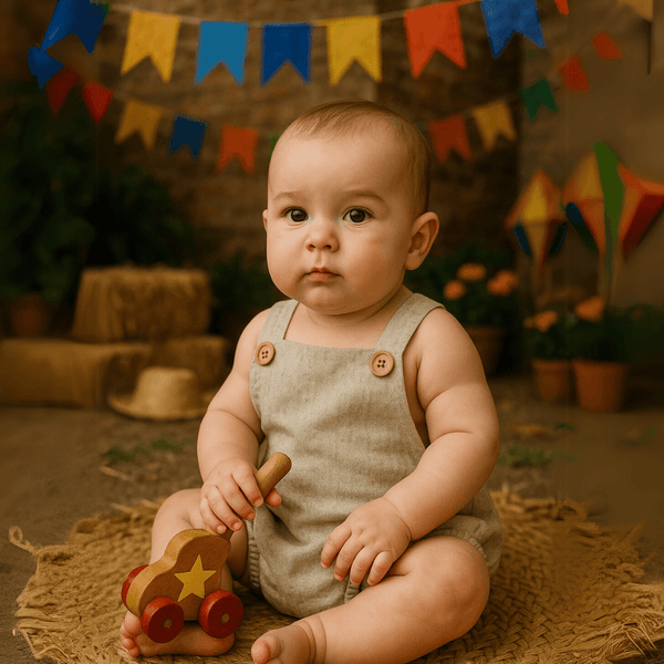 Romper Bebê Tradicional Linho Cru