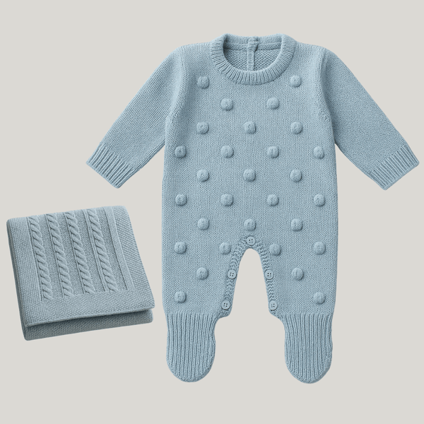 Kit Saída Maternidade Tricot 2 Peças Pietro Blue