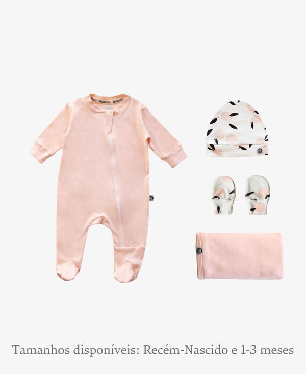 Kit Presente Saída de Maternidade Bebê 4 peças | Apricots e Peachy